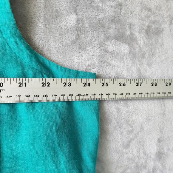 J. Jill Love Linen Dress Womens Size 2X Teal Blue Front Apron Pockets 100% - Picture 5 of 9